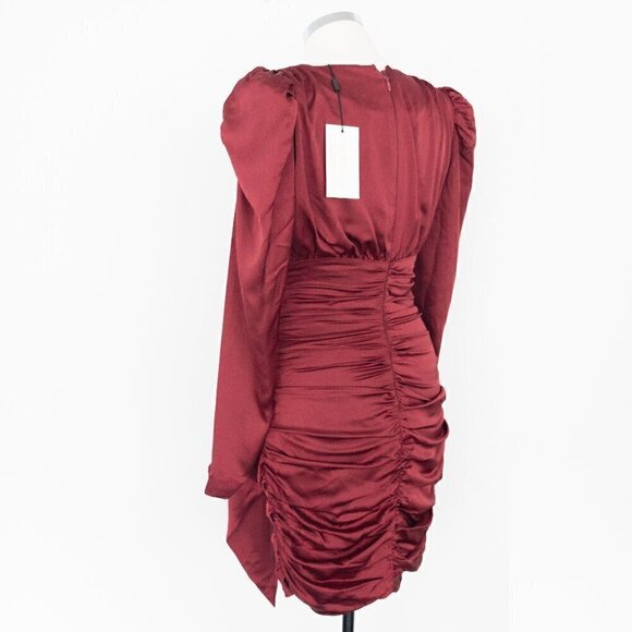 Lavish Alice. Ruby Holiday Satin Wrap Dress. - Picture 11 of 15